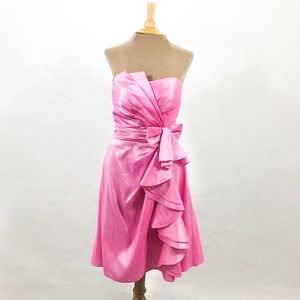Landa | Pink formal gown taffeta strapless bow